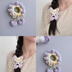 Crochet Starlight Scrunchie with Heart Tassels Pattern