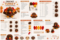 Crochet Turkey Amigurumi Pattern: Free Chart for Thanksgiving with Full Instructions and Color Ideas