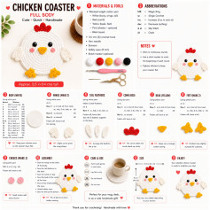 Cute Chicken Coaster Full Body Free Crochet Pattern