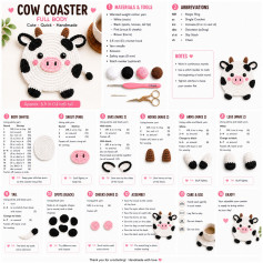 Cute Cow Coaster Full Body Free Crochet Pattern Chart