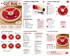 Cute Crochet Amigurumi Pattern: Adorable Meat Cut Rug with Detailed Instructions and Color Guide