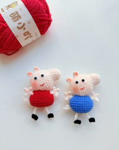 Cute Peppa and George Pig Amigurumi Crochet Pattern with Baby Chenille Yarn Tutorial