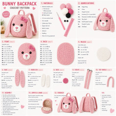 Cute Pink Bunny Backpack Crochet Pattern with Free Amigurumi Instructions and Materials List