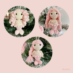 Cute Pink Crochet Mermaid Amigurumi Doll Pattern with Materials and Instructions