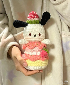 Cute Strawberry Cake Dog Amigurumi Crochet Pattern