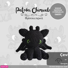 Dişsiz Ejderha (Chimuelo) Amigurumi Tarifi: Siyah İplik, Yeşil Göz Detayları ve Adım Adım Örgü Şeması
