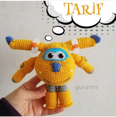 Donnie Amigurumi Crochet Pattern: Yellow Robot Doll with Propellers