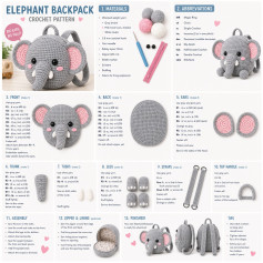 Elephant Backpack Amigurumi Free Crochet Pattern with Step-by-Step Instructions