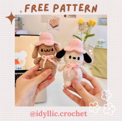 Free Amigurumi Pattern: Pochacco and Mocha with Flower Hats