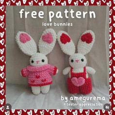 Free Amigurumi Valentine Bunny Crochet Pattern by amegurema