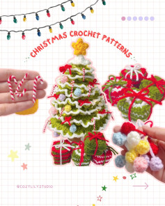 Free Christmas Crochet Patterns: Mini Tree, Star, Gift Boxes and Ornaments
