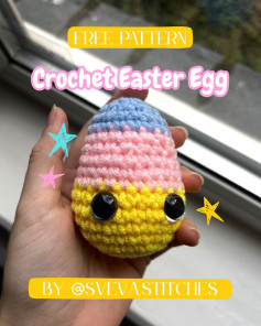 Free Crochet Easter Egg Plushie Pattern - Cute Amigurumi Doll with Big Eyes