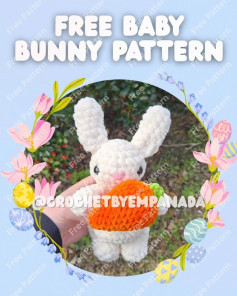 Free Crochet Pattern: Adorable White Baby Bunny Holding a Giant Orange Carrot
