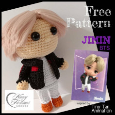 Free Crochet Pattern: BTS Jimin Amigurumi Doll - Head, Body & Legs Instructions