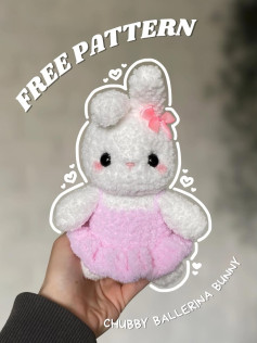 Free Crochet Pattern: Chubby Ballerina Bunny with Pink Dress