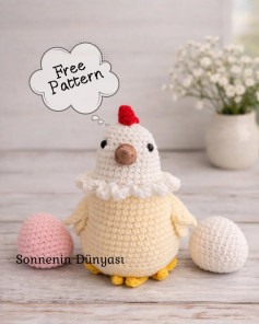 Free Crochet Pattern: Cute Amigurumi Chicken with Eggs - Step-by-Step Instructions in Turkish