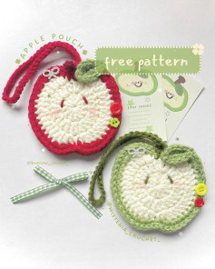 Free Crochet Pattern: Cute Apple Pouch with Red and Green Variations