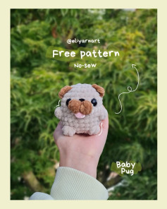 Free Crochet Pattern: Cute Baby Pug Amigurumi with Chenille Yarn