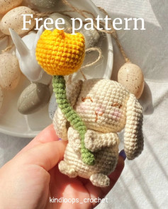 Free Crochet Pattern: Cute Bunny with Yellow Flower - Amigurumi Tutorial