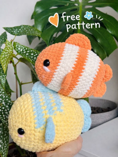 Free Crochet Pattern: Cute Chubby Nemo and Flounder Amigurumi Fish Tutorial