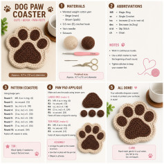 Free Crochet Pattern: Cute Dog Paw Coaster - Quick & Easy DIY Tutorial