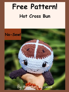 Free Crochet Pattern: Cute Hot Cross Bun Amigurumi Doll - No-Sew Tutorial