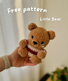 Free Crochet Pattern: Cute Little Bear Amigurumi with Red and White Sweater