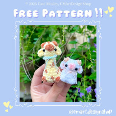 Free Crochet Pattern: Cute Mini Cow and Giraffe Amigurumi Dolls by CMartDesignShop