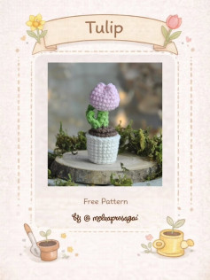Free Crochet Pattern: Cute Pink Tulip Flower in a Pot
