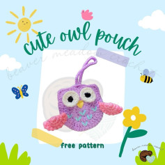 Free Crochet Pattern: Cute Purple Owl Pouch with Pink Wings