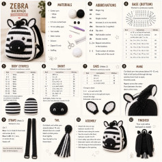 Free Crochet Pattern: Cute Zebra Backpack with Stripes, Ears and Tail - Complete Tutorial