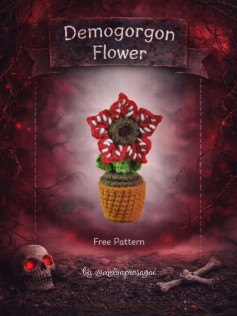 Free Crochet Pattern: Demogorgon Flower from Stranger Things - Spooky Red Amigurumi with Teeth
