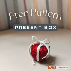 Free Crochet Pattern: Festive Red and White Present Box with Ribbon