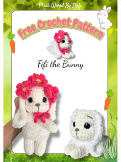 Free Crochet Pattern: Fifi the Bunny - Cute White Plush Amigurumi with Pink Floral Crown