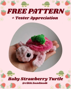 Free Crochet Pattern for Baby Strawberry Turtle Amigurumi with Chenille Yarn