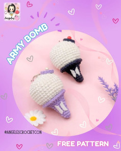 Free Crochet Pattern for BTS Army Bomb Amigurumi Keychain by Angeles Crochet