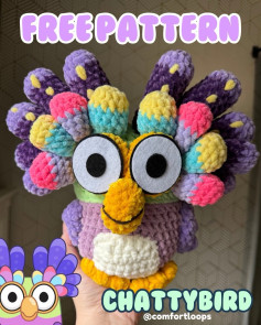 Free Crochet Pattern for Chattybird Amigurumi by Comfort Loops with Color Guide and Instructions