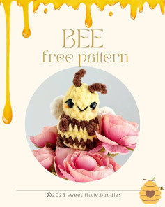 Free Crochet Pattern for Cute Amigurumi Bee Buddy with Bobble Stitch Details