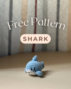 Free Crochet Pattern for Cute Blue and White Amigurumi Shark Doll