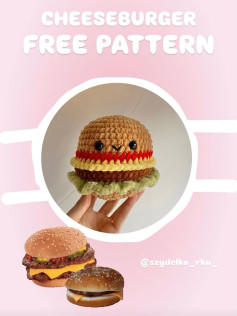 Free Crochet Pattern for Cute Kawaii Cheeseburger Amigurumi with Step-by-Step Instructions