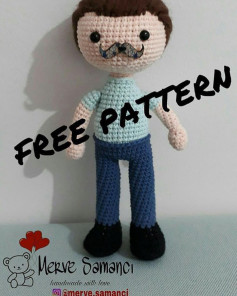 Free Crochet Pattern for Cute Uncle Amigurumi Doll with Mustache