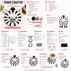 Free Crochet Pattern for Cute Zebra Coaster with Striped Design