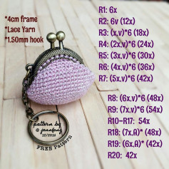 Free Crochet Pattern for Mini Lace Coin Purse Keychain with Metal Frame