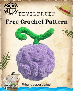 Free Crochet Pattern for One Piece Devil Fruit Plushie Made with Chenille Yarn