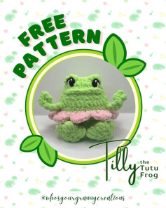 Free Crochet Pattern for Tilly the Tutu Frog - Cute Green Amigurumi with Pink Skirt by Who's Your Granny Creations