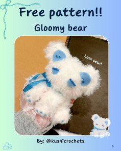 Free Crochet Pattern: Gloomy Bear with Faux Fur Yarn and Blue Details