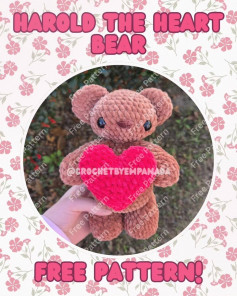 Free Crochet Pattern: Harold the Heart Bear with Red Heart