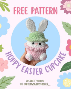 Free Crochet Pattern: Hoppy Easter Cupcake Amigurumi by PrettySweetStitches