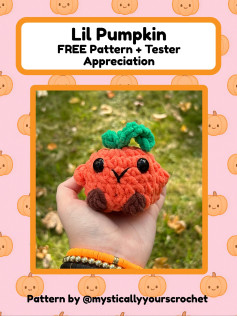 Free Crochet Pattern: Lil Pumpkin Amigurumi - Cute Orange Plushie with Green Vine and Safety Eyes