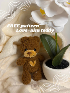 Free Crochet Pattern: Love-aim Teddy Bear with Heart Chest Detail